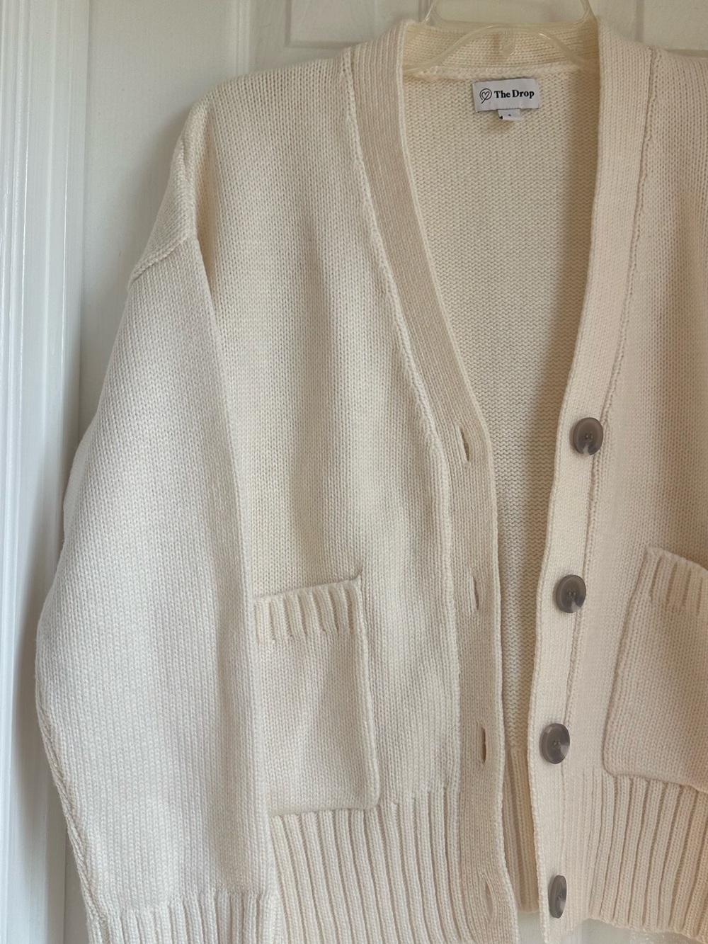 Classic Cream V‑Neck Button Cardigan - Picture 2 of 5